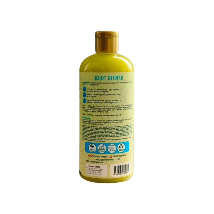 PALIWANEEM - Shampoo de Neem Control Caspa Luxury Refresh 400ml - Imagen 2